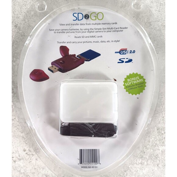 SD 2 Go Portable USB 2.0 SD Card Reader by Ezonics NEW - Picture 3 of 3